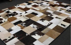 Designer Patchwork Cowhide Rug - Size 7.10 x 5.10 ft | 237x 180 cm | Premium Cowhide Rug