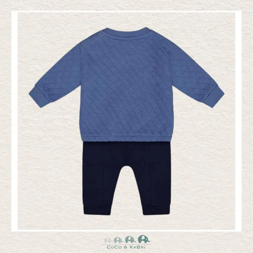 *Deux Par Deux Quilted Sweatshirt And Fleece Pant Set Blue