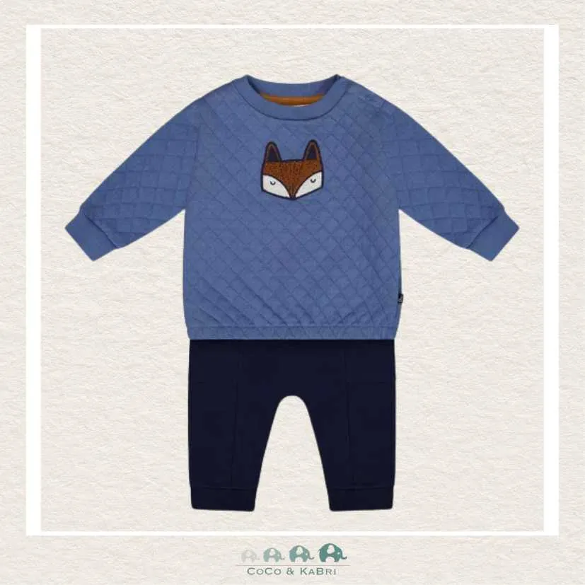 *Deux Par Deux Quilted Sweatshirt And Fleece Pant Set Blue