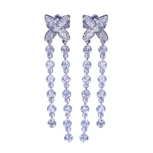 Diamond Lucky Clover Tassel Style Earrings