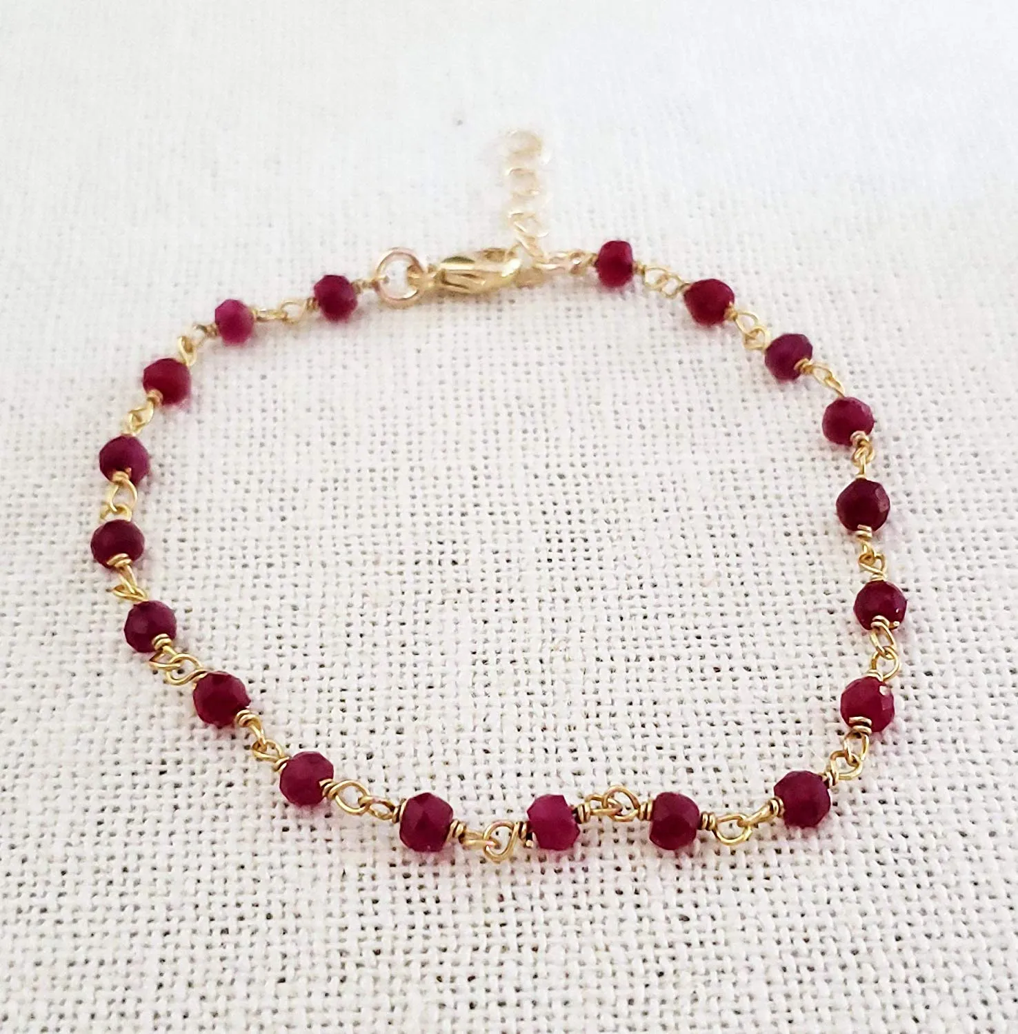 Dyed Ruby 14k Gold Filled Bracelet