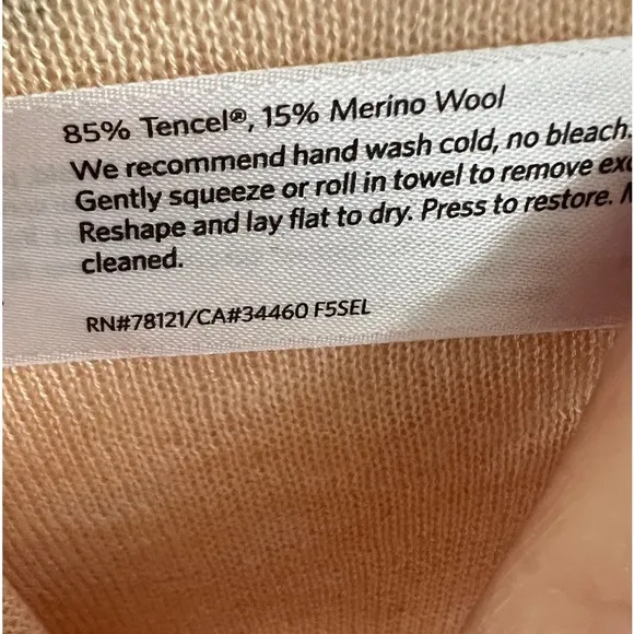 Eileen Fisher Tencel Merino Wool Asymmetrical Top Size Large Peach Alabaster NWT