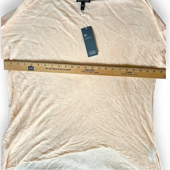 Eileen Fisher Tencel Merino Wool Asymmetrical Top Size Large Peach Alabaster NWT