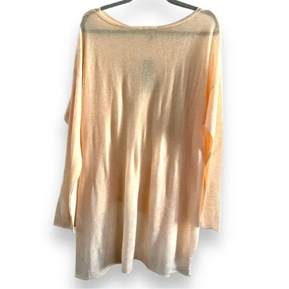 Eileen Fisher Tencel Merino Wool Asymmetrical Top Size Large Peach Alabaster NWT
