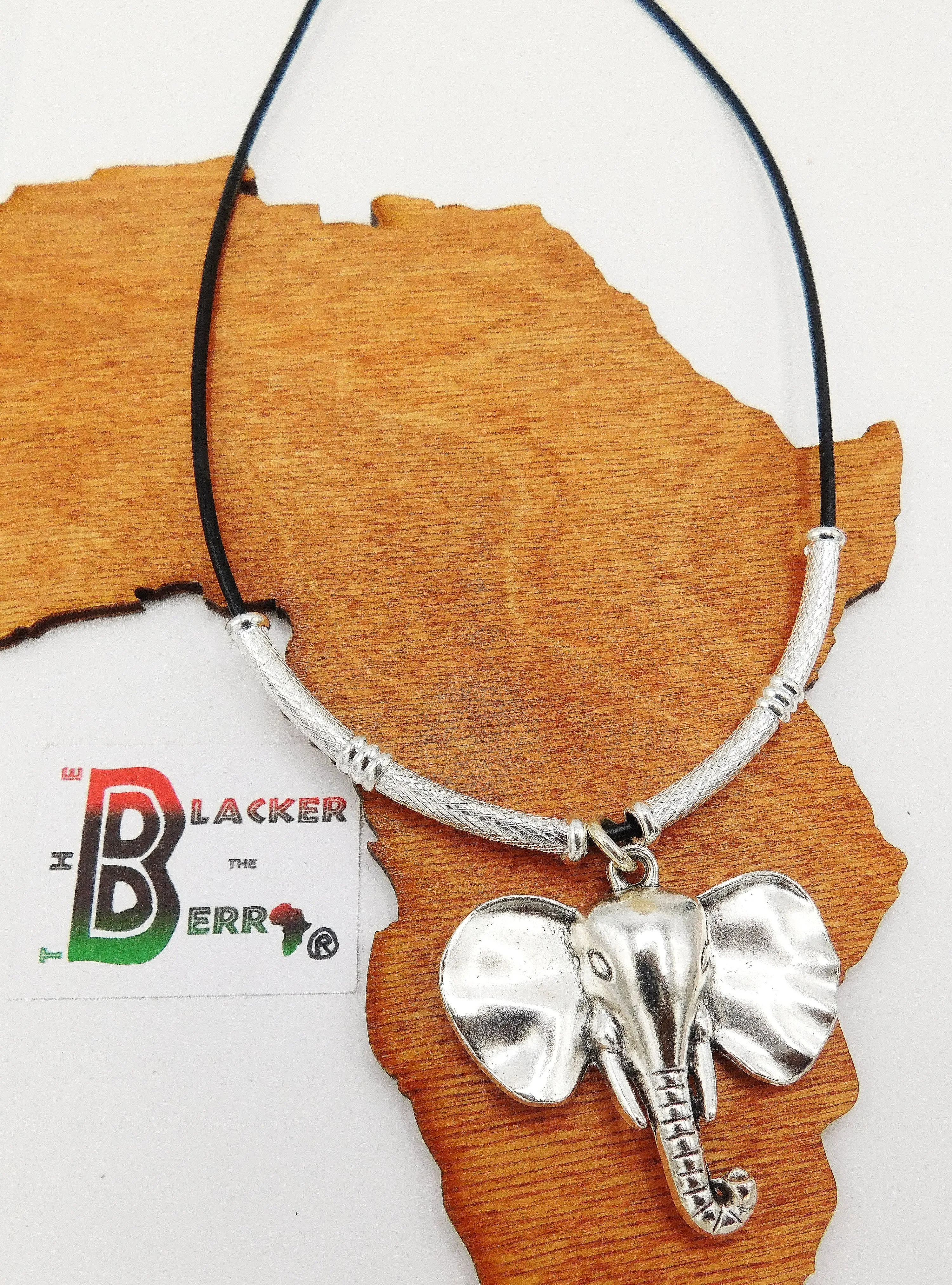 Elephant Necklace Silver Jewelry Leather Ethnic