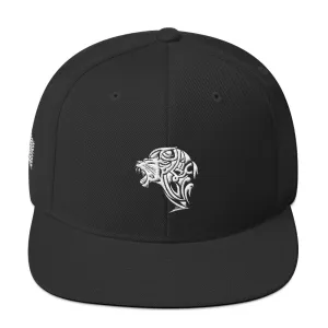 Embroidered White Lion Snapback Hat