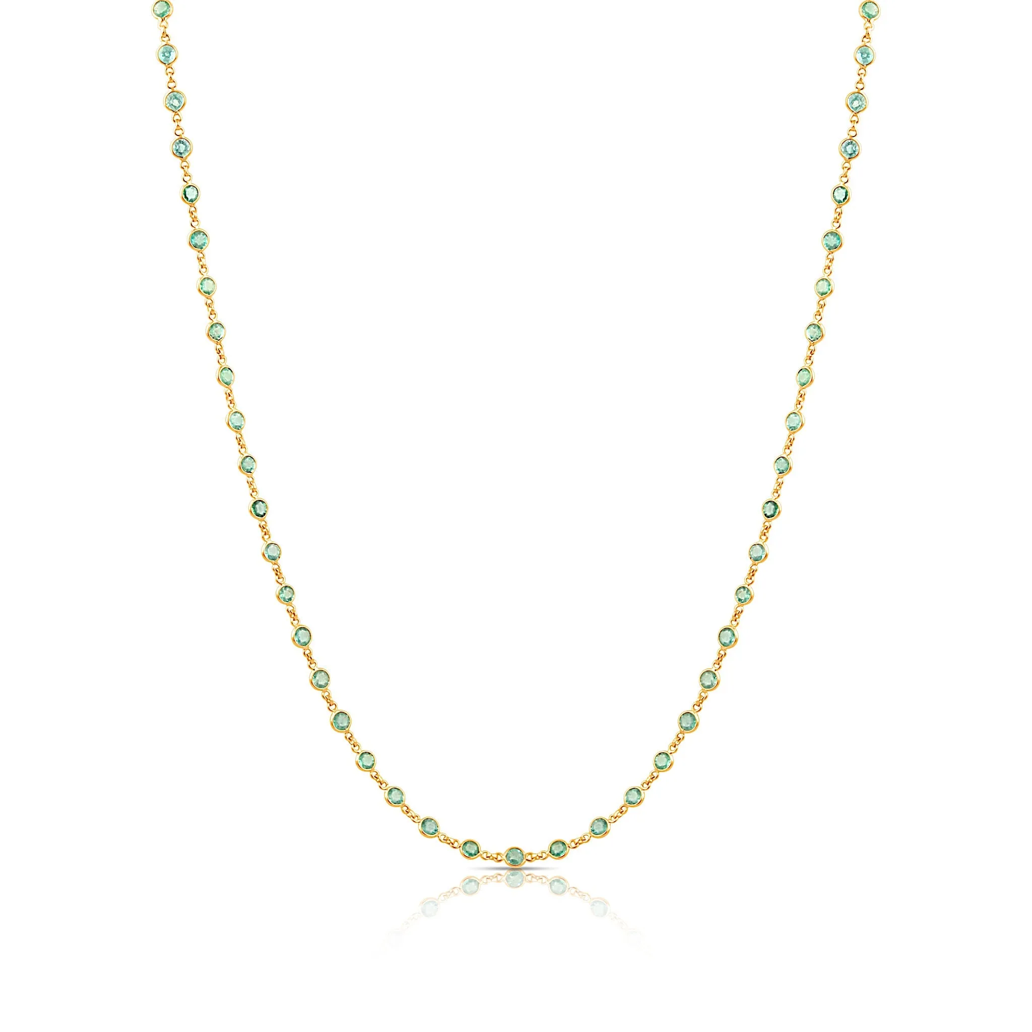 Emerald Round Necklace In 18K Yellow Gold