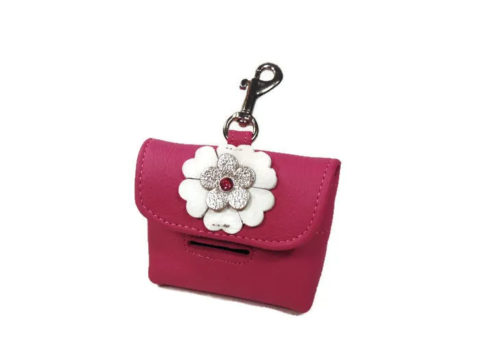 Emma Flower Leather Poop Bag Holder