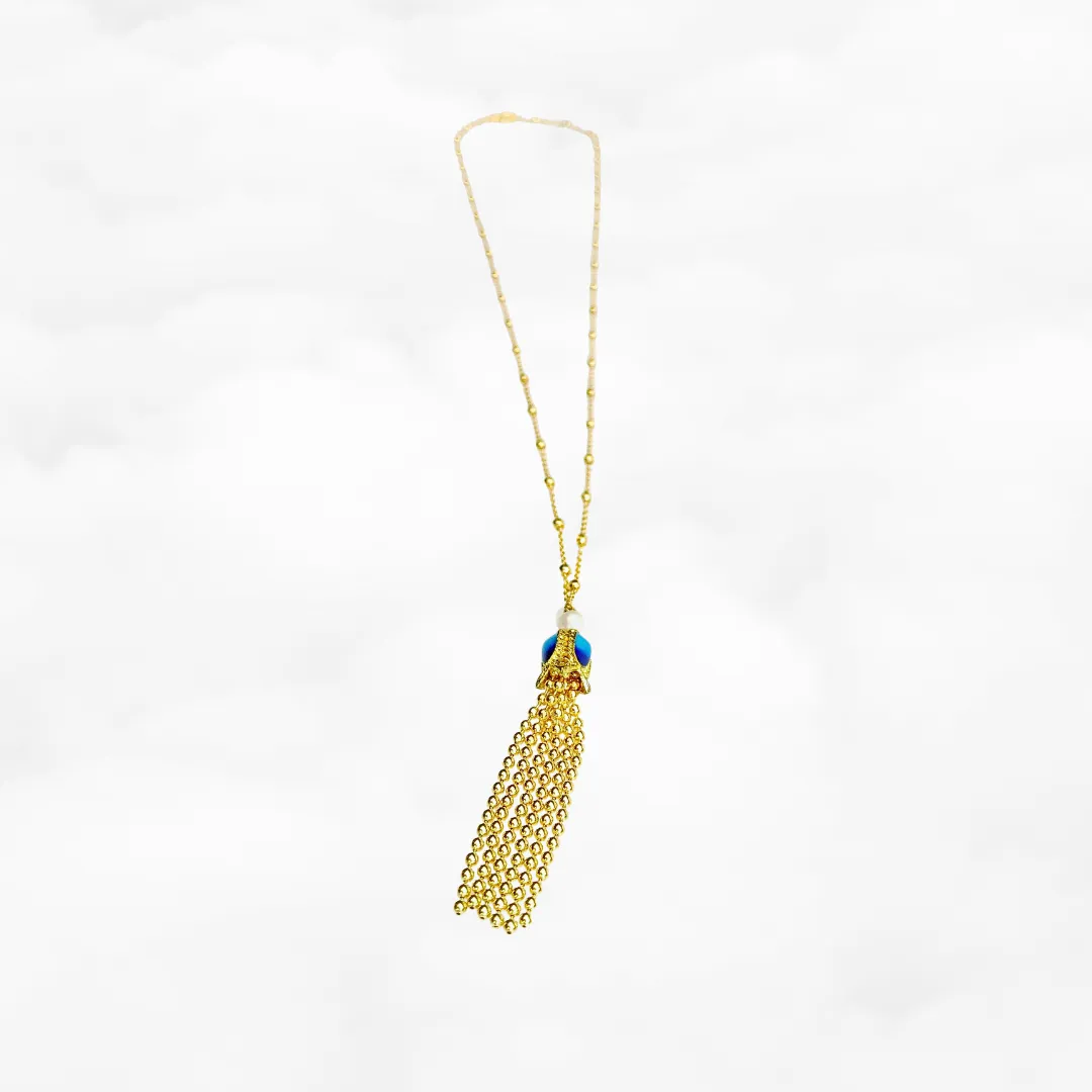 Enamel Flower Tassel Necklace