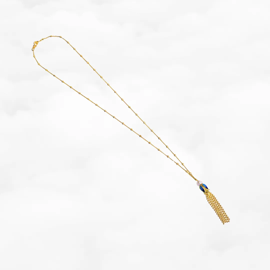 Enamel Flower Tassel Necklace
