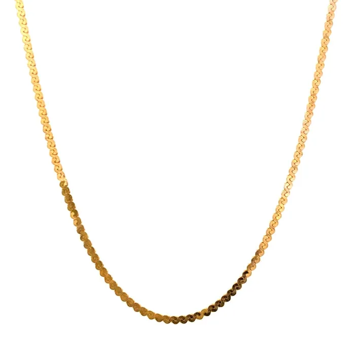 Estate 18" Serpentine Chain Necklace in 14K Yellow Gold