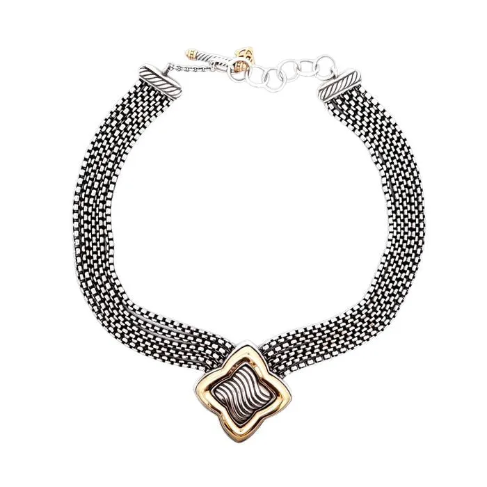 Estate David Yurman Multi-Strand Necklace in Sterling Silver and 18K Yellow Gold