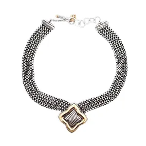 Estate David Yurman Multi-Strand Necklace in Sterling Silver and 18K Yellow Gold