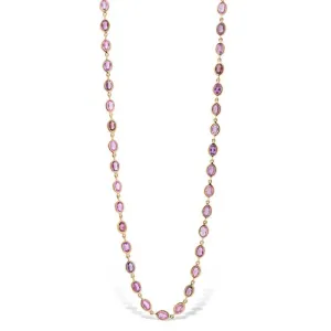 Estate Pink Sapphire Necklace in 18K Yellow Gold