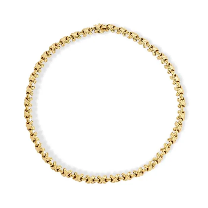Estate Signature "X" Link Necklace by Tiffany & Co. in 18K Yellow Gold
