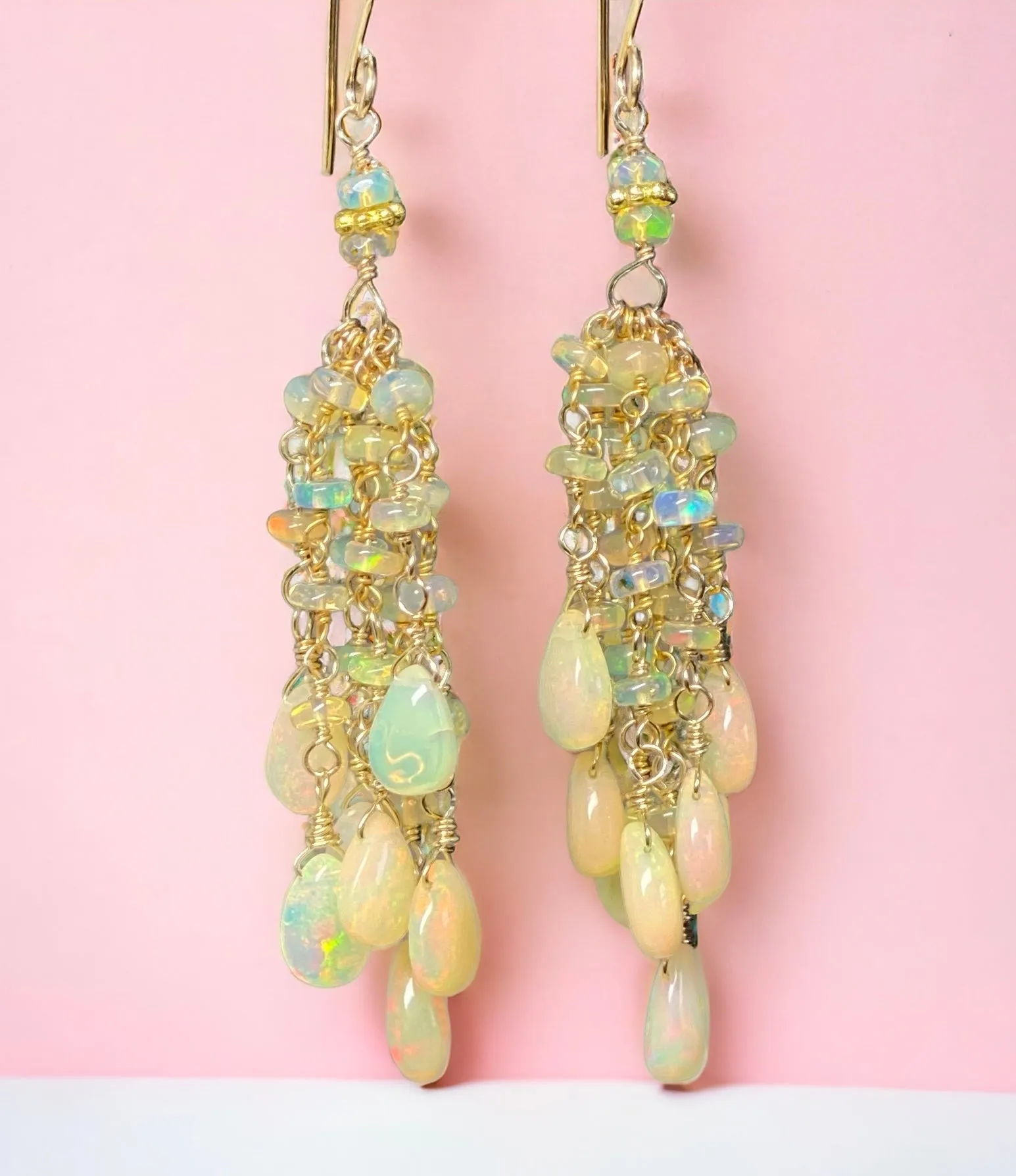 Ethiopian Opal Tassel Earrings