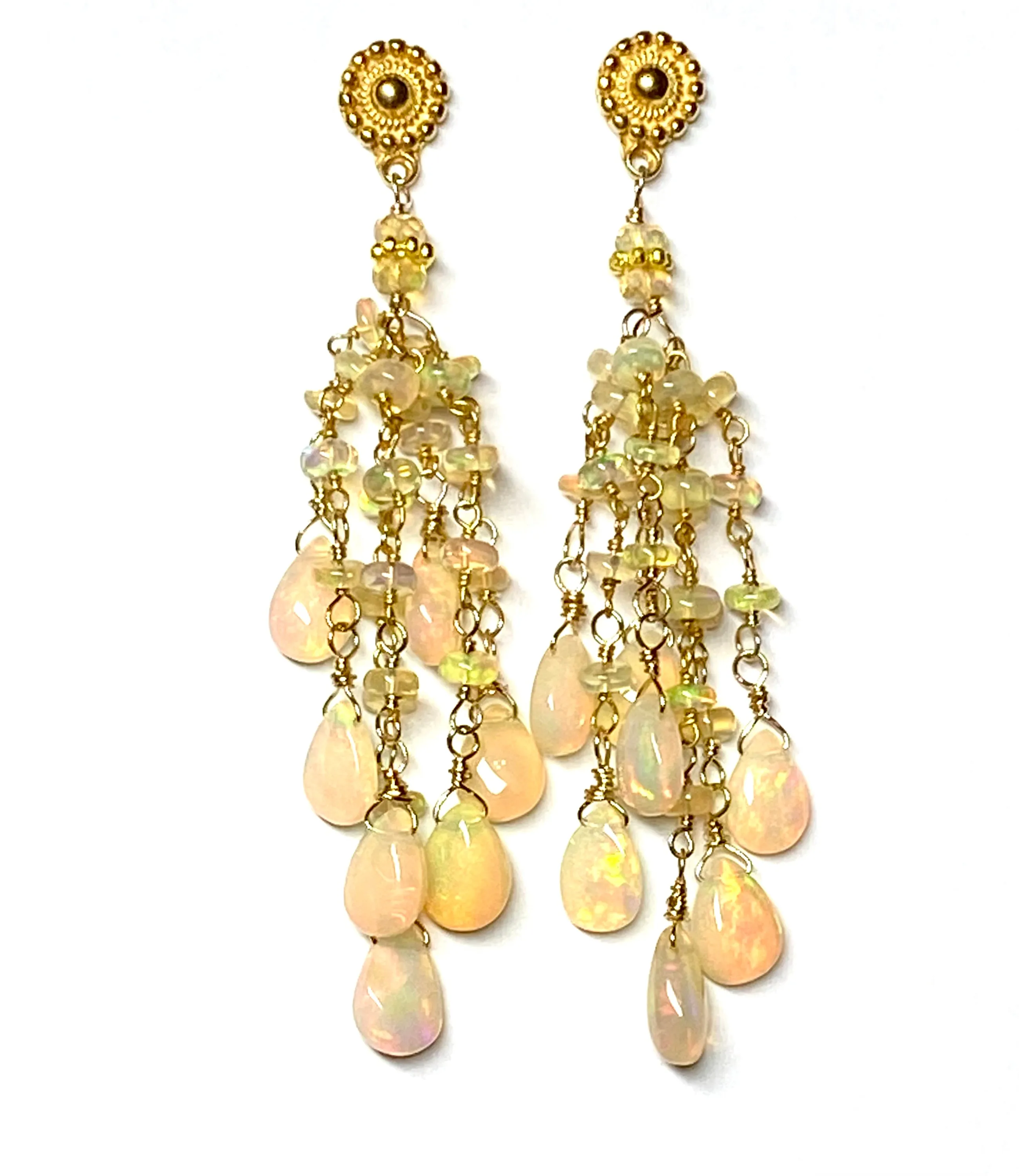 Ethiopian Opal Tassel Earrings