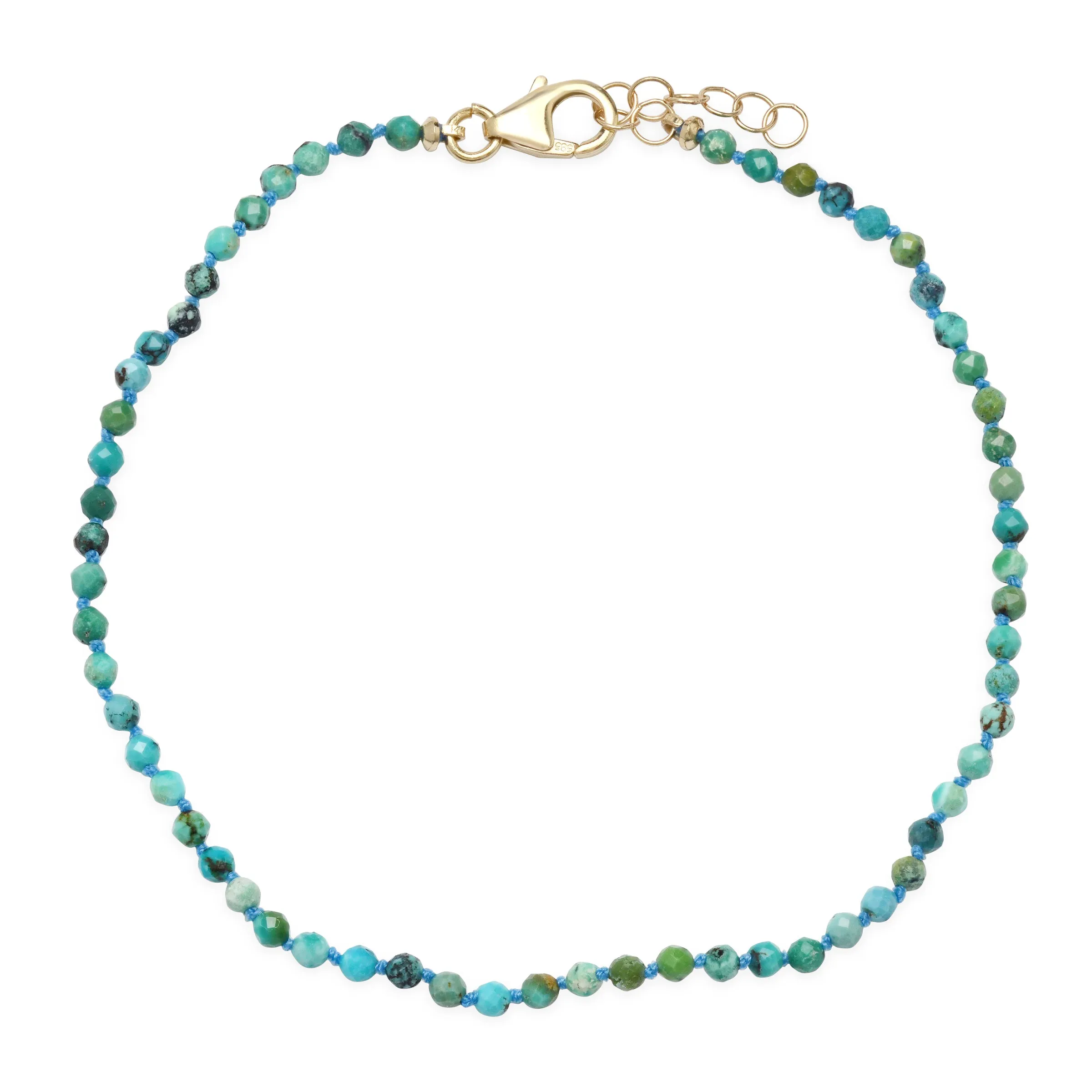 Faceted Turquoise Beaded Anklet