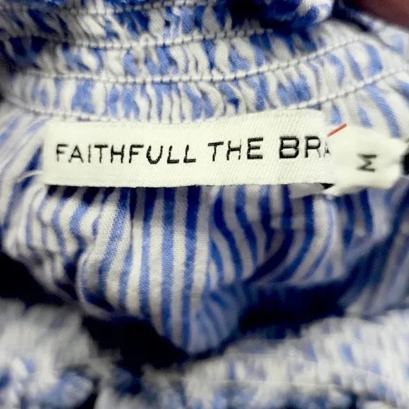 Faithfull The Brand The Beach Edit Escape Blue Striped Maxi Dress M NWT