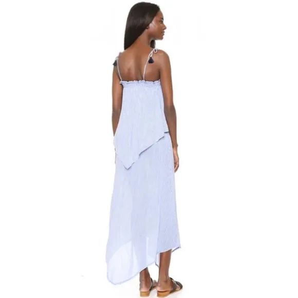 Faithfull The Brand The Beach Edit Escape Blue Striped Maxi Dress M NWT