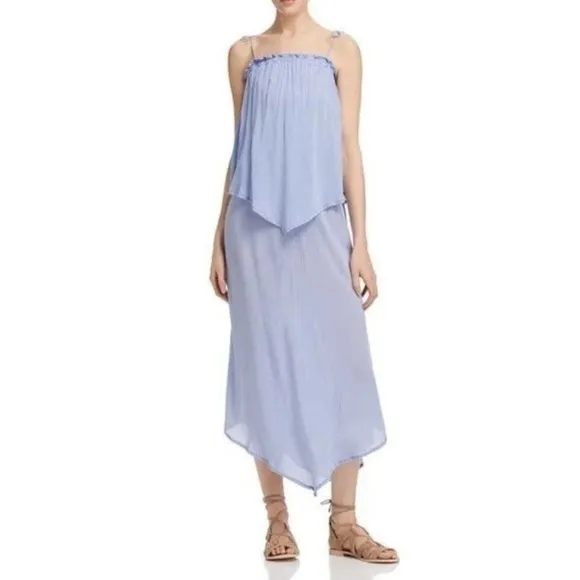 Faithfull The Brand The Beach Edit Escape Blue Striped Maxi Dress M NWT