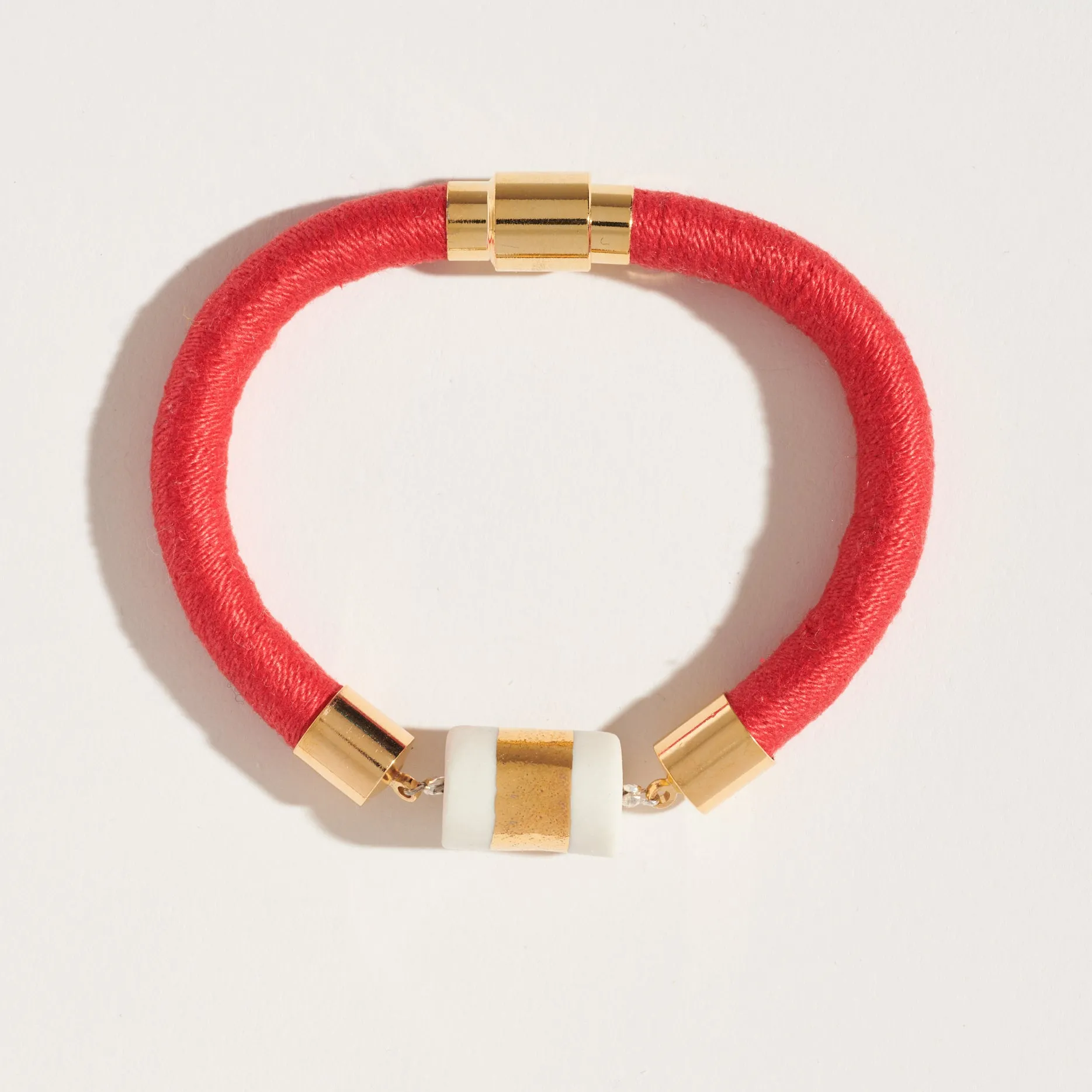 Fiber   Porcelain Gold Vertical Stripe Bracelet