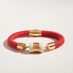 Fiber   Porcelain Gold Vertical Stripe Bracelet