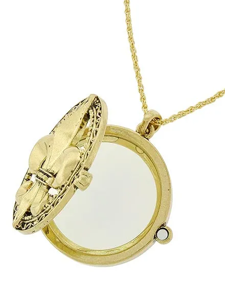 Fleur de Lis Magnifying Glass Necklace