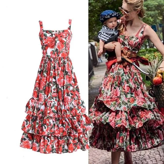 Floral Ruffles Luxury Party Dinner Dresses