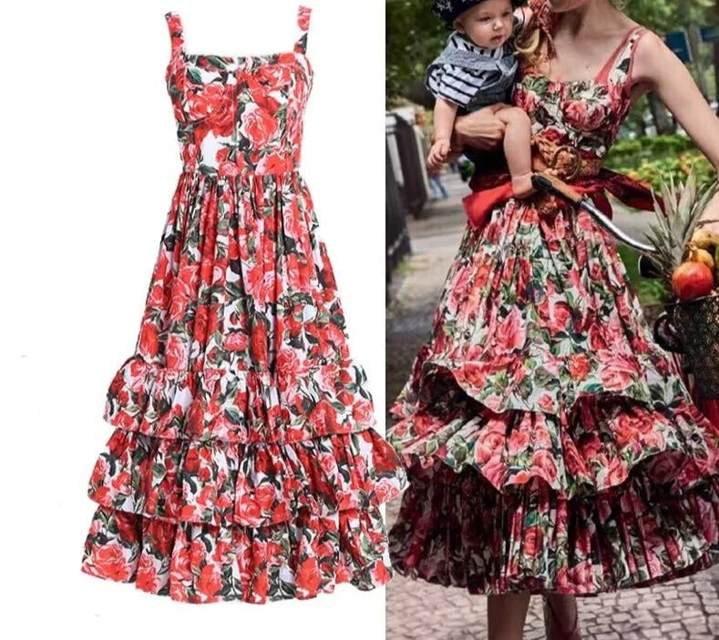 Floral Ruffles Luxury Party Dinner Dresses