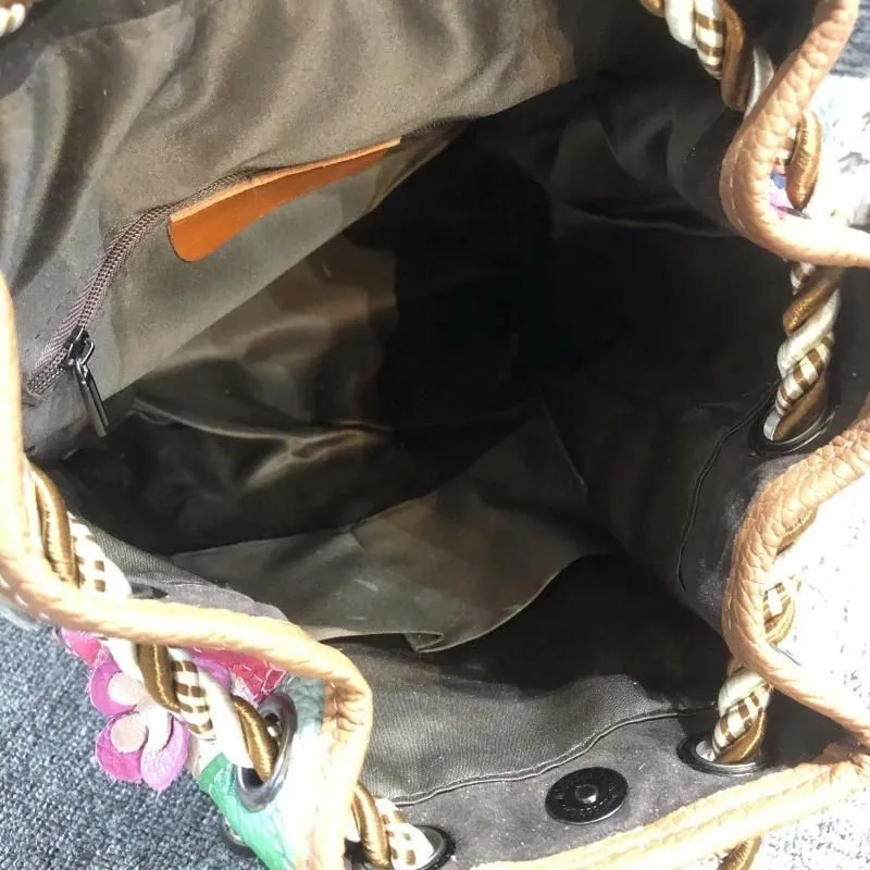 Floral Split Ethnic Style Cowhide Bag