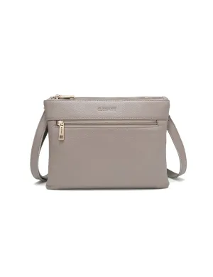 FLYNN LEATHER CROSS BODY BAG- E1-0832-MOCH- SALE