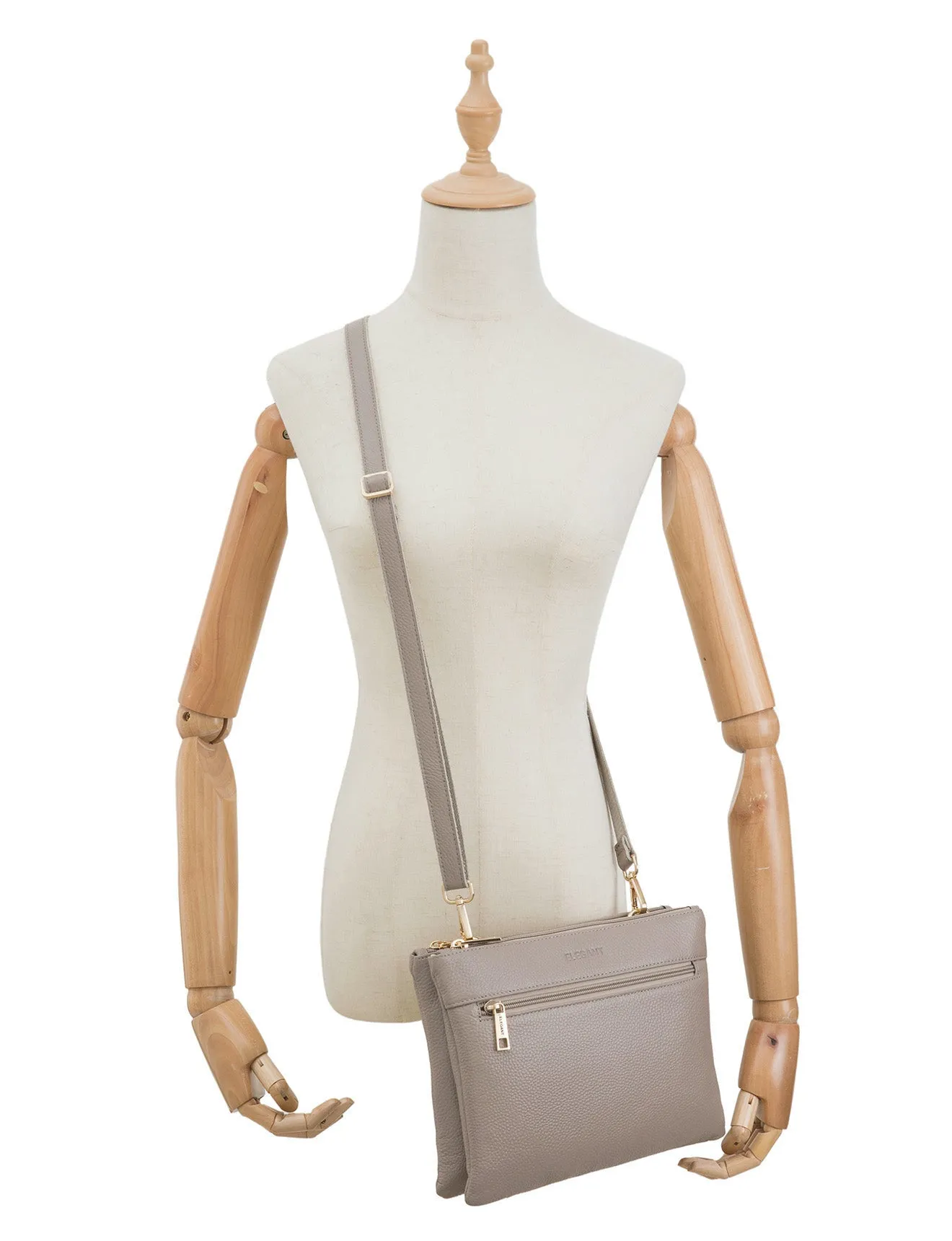 FLYNN LEATHER CROSS BODY BAG- E1-0832-MOCH- SALE