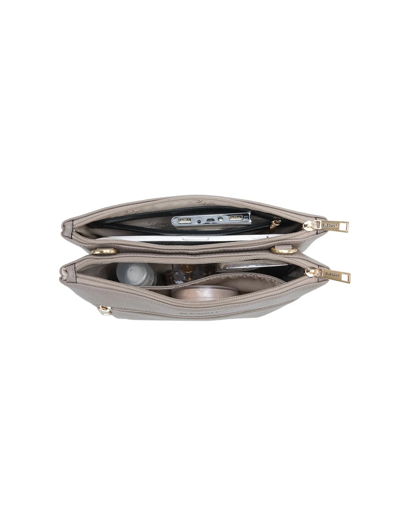 FLYNN LEATHER CROSS BODY BAG- E1-0832-MOCH- SALE