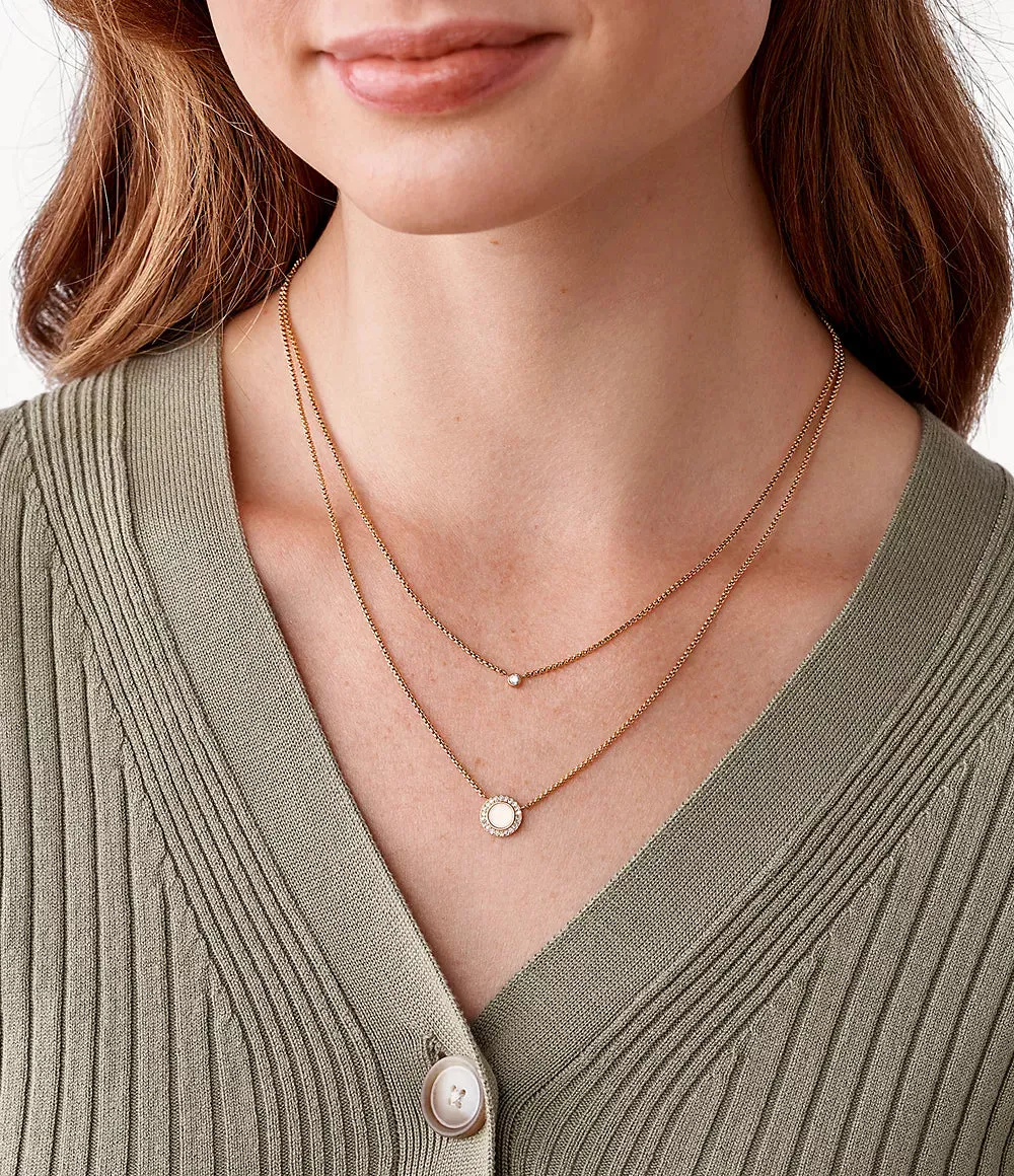 Fossil Double Glitz Rose-Gold-Tone Steel Necklace