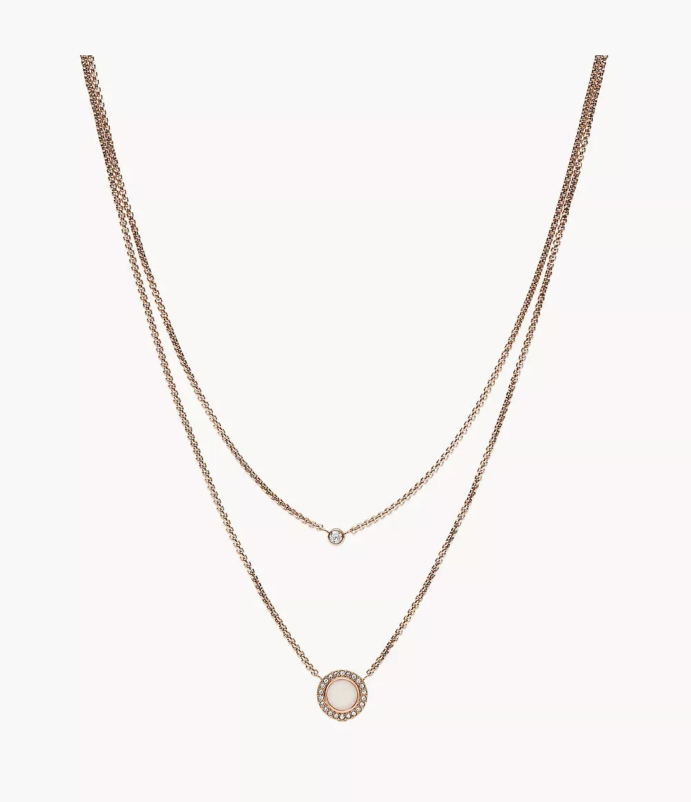 Fossil Double Glitz Rose-Gold-Tone Steel Necklace