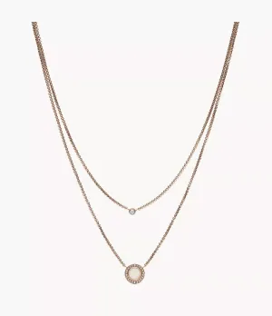 Fossil Double Glitz Rose-Gold-Tone Steel Necklace