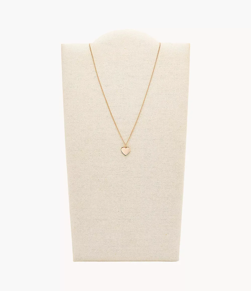 Fossil Drew Heart Rose Gold-Tone Stainless Steel Necklace