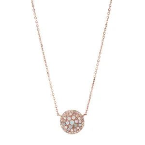 Fossil Pearl Disc Rose -Gold-Tone Pendant Necklace