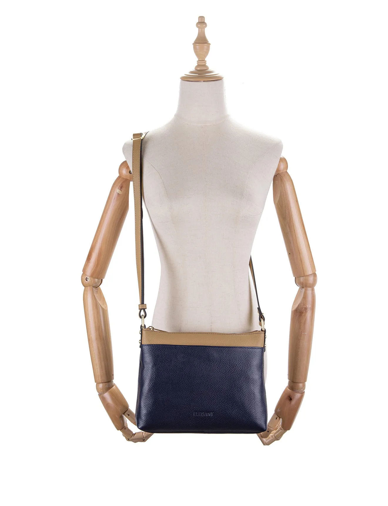 FRANCIS LEATHER XBODY BAG WITH RFID COMPARTMENT- E1-0840-NVY/CAM