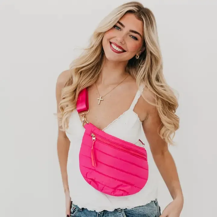 Fuchsia Puffer Belt Bag