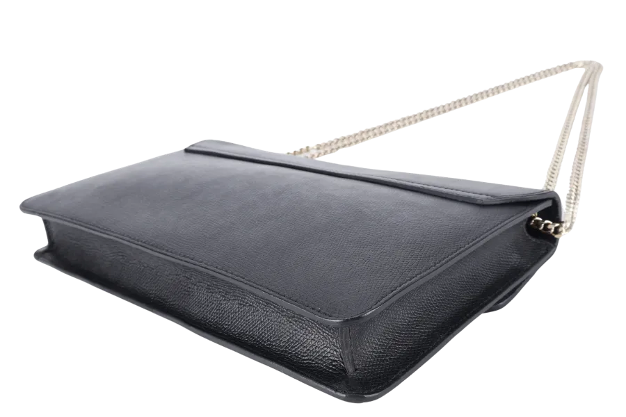 FURLA ENVELOPE CHAIN BAG MEDIUM BLACK CALF LEATHER GOLD HARDWARE NO DUST COVER