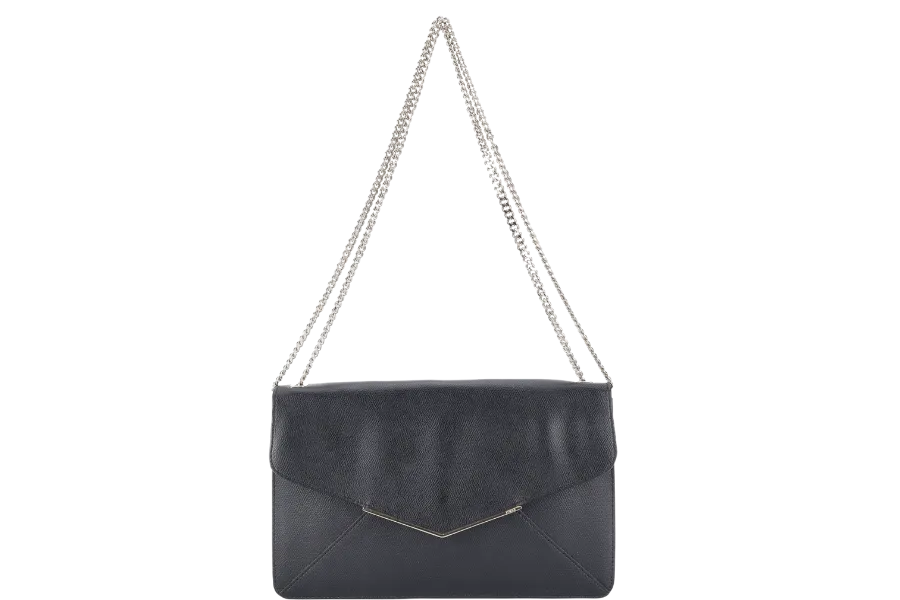 FURLA ENVELOPE CHAIN BAG MEDIUM BLACK CALF LEATHER GOLD HARDWARE NO DUST COVER
