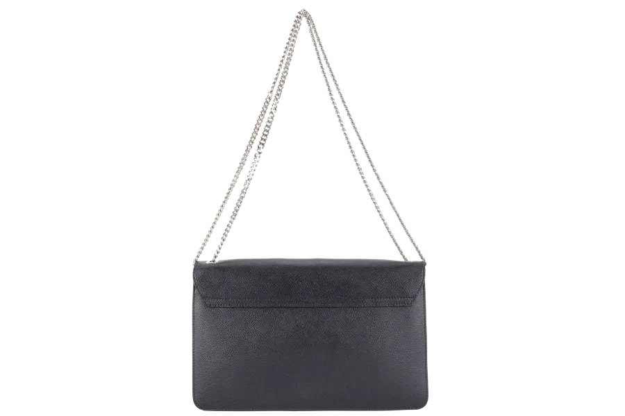 FURLA ENVELOPE CHAIN BAG MEDIUM BLACK CALF LEATHER GOLD HARDWARE NO DUST COVER