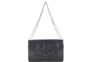 FURLA ENVELOPE CHAIN BAG MEDIUM BLACK CALF LEATHER GOLD HARDWARE NO DUST COVER
