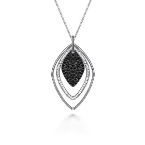 Gabriel & Co. 17.5" Layered Black Spinel Cluster Necklace in Sterling Silver