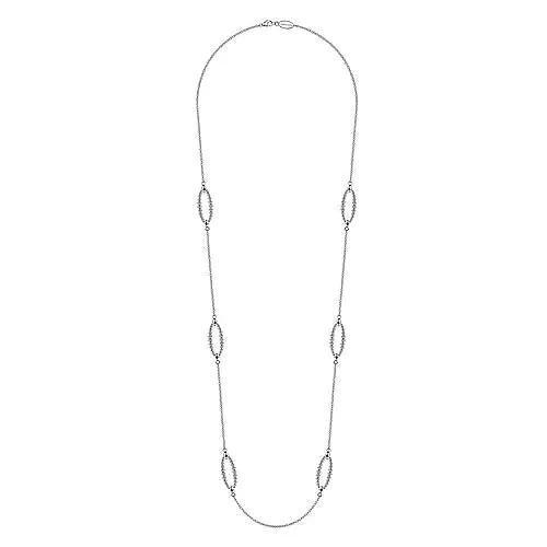 Gabriel & Co. 32" Bujukan Station Necklace in Sterling Silver