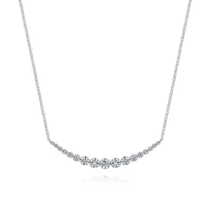 Gabriel & Co. Lusso Curved Bar Diamond Necklace in 14K White Gold