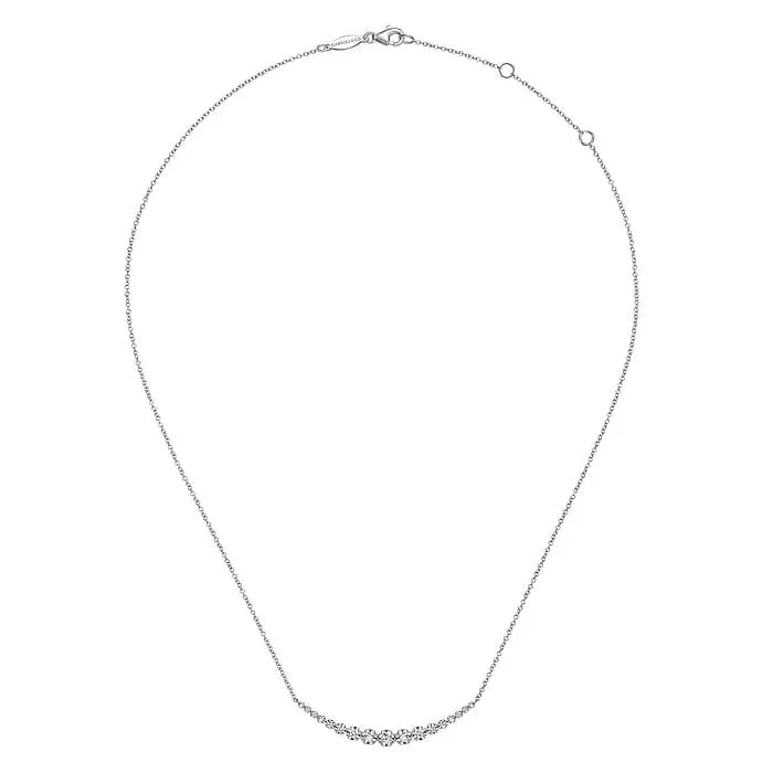 Gabriel & Co. Lusso Curved Bar Diamond Necklace in 14K White Gold