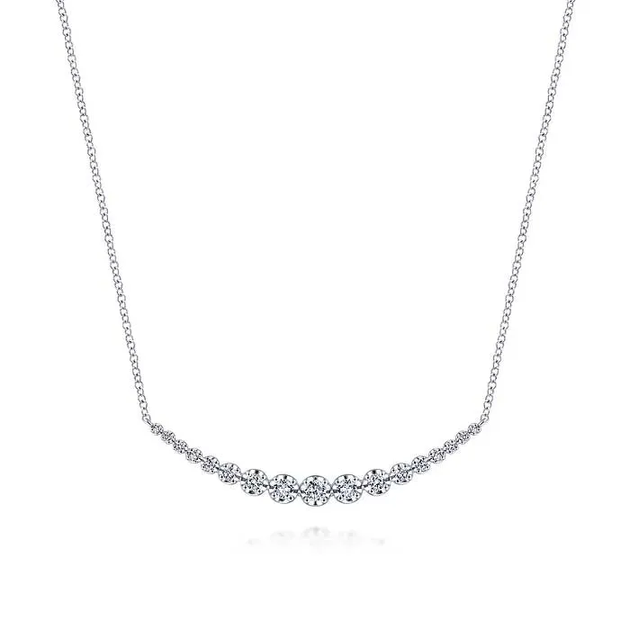 Gabriel & Co. Lusso Curved Bar Diamond Necklace in 14K White Gold